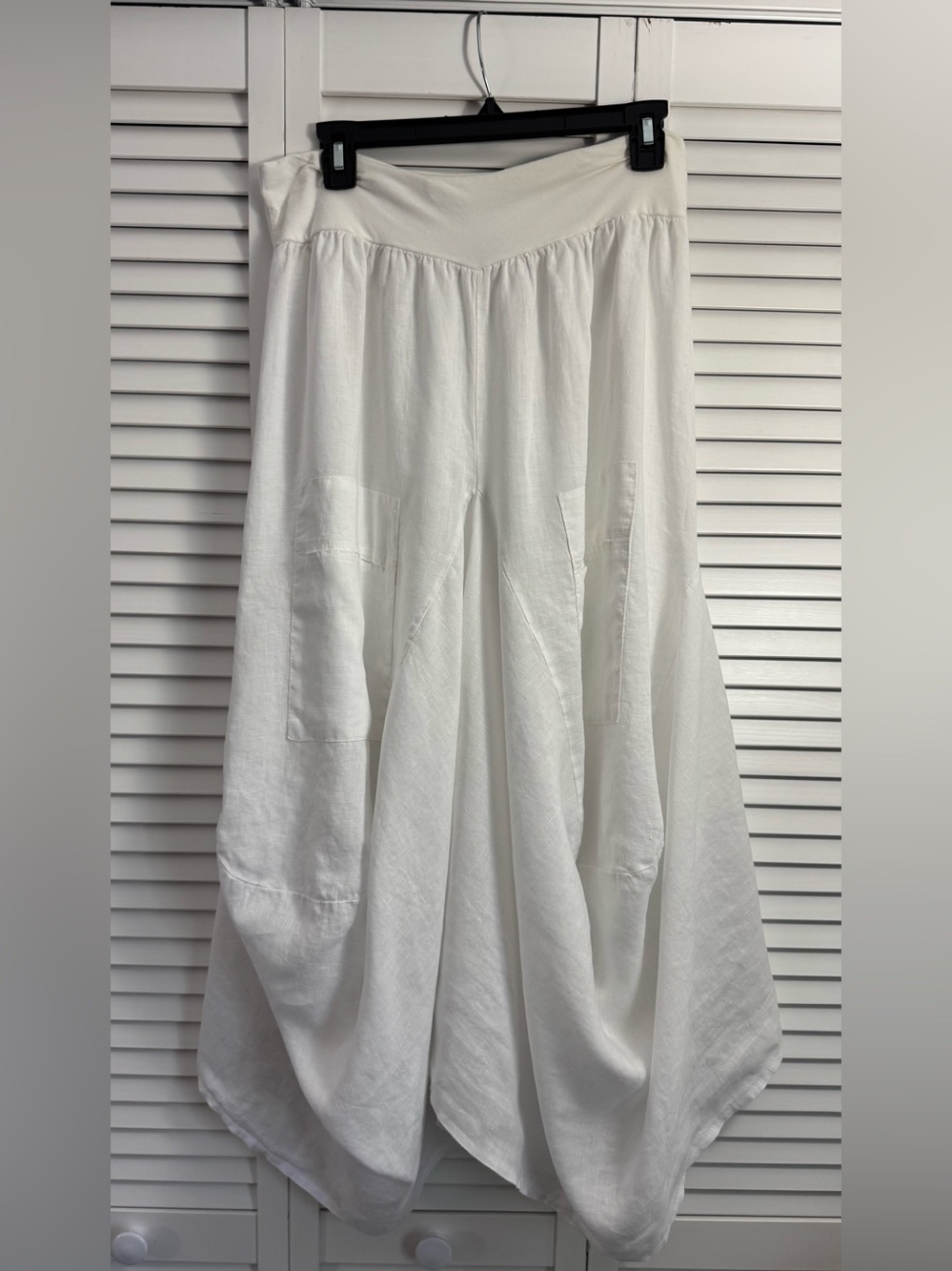 Tempo Paris Bubble Skirt Womens Sz M White Linen Jersey Boho Grunge Lagenlook - Picture 2 of 9